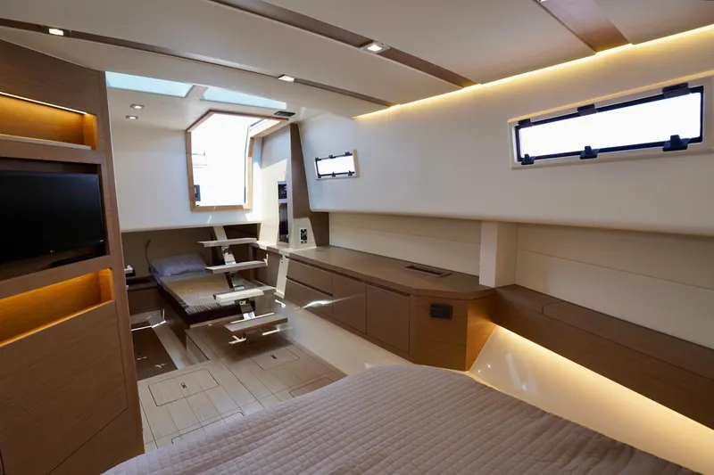  Yacht Photos Pics Luxurious interior of 2025 Pardo Yachts P43, featuring modern design and natural lighting.