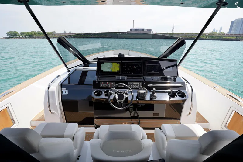  Yacht Photos Pics Helm of 2025 Pardo Yachts P43, featuring modern navigation and control systems.