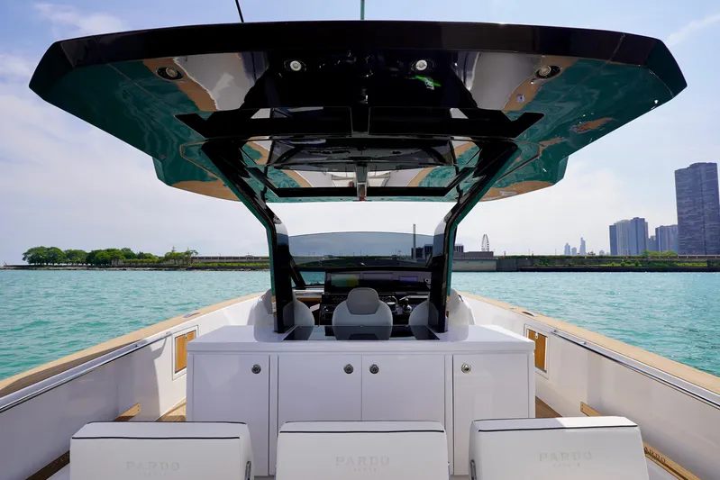  Yacht Photos Pics 2025 Pardo Yachts P43 on water, showcasing sleek design and modern features.