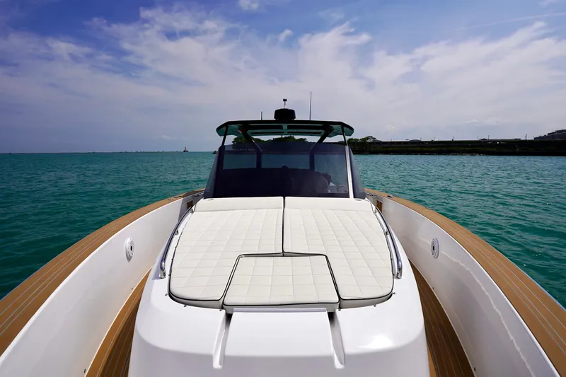  Yacht Photos Pics 2025 Pardo Yachts P43 on calm water, featuring sleek design and spacious deck.