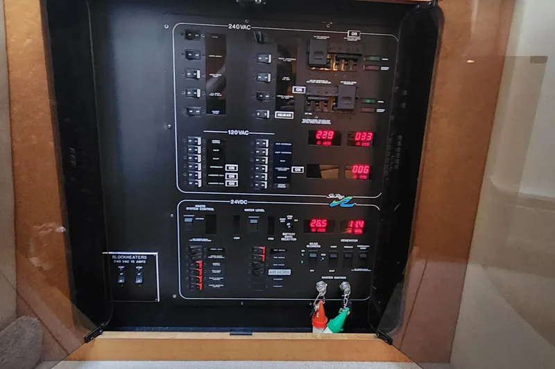  Yacht Photos Pics Electrical control panel on a 1998 Sea Ray 630 Super Sun Sport yacht.