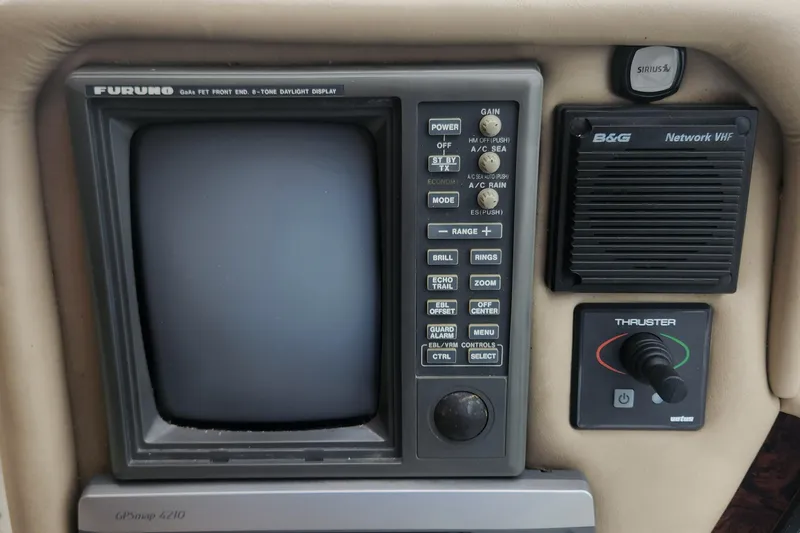  Yacht Photos Pics Control panel of a 1998 Sea Ray 630 Super Sun Sport yacht with navigation and communication systems.