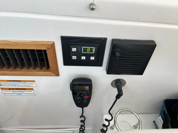  Yacht Photos Pics Control panel and radio equipment on a 2016 Back Cove 34 Express boat.