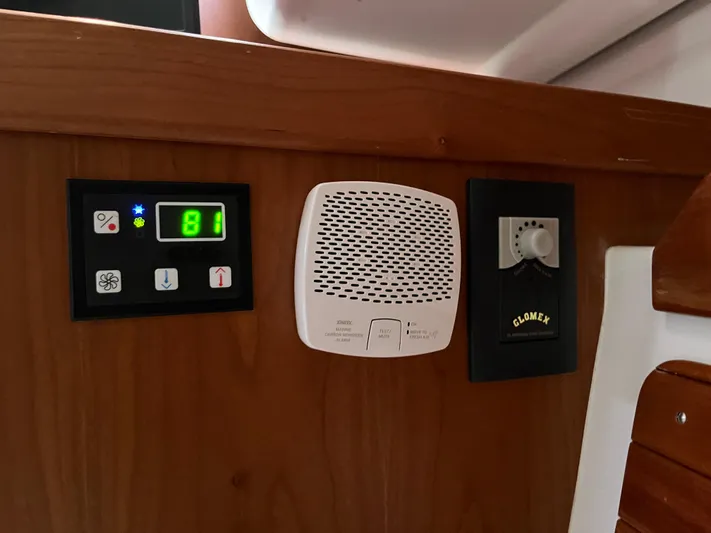  Yacht Photos Pics Control panel on 2016 Back Cove 34 Express boat interior.