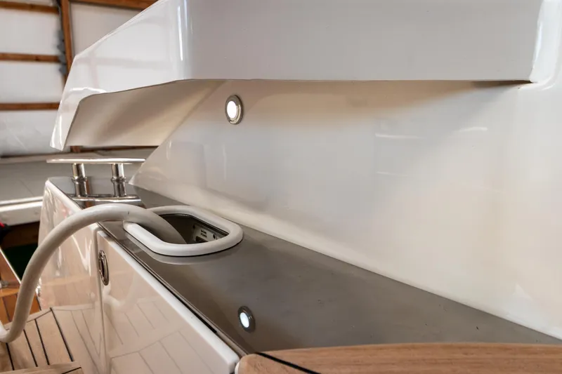 Noor Yacht Photos Pics 2023 Tiara Yachts C44 Coupe, sleek exterior detail with modern design elements.