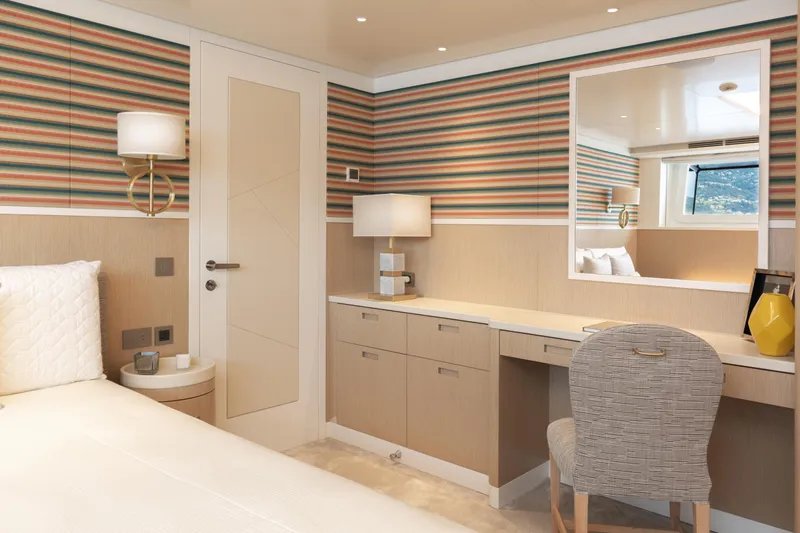 Miss Candy Yacht Photos Pics Luxurious Versilcraft HS 2022 yacht interior with modern decor and elegant furnishings.