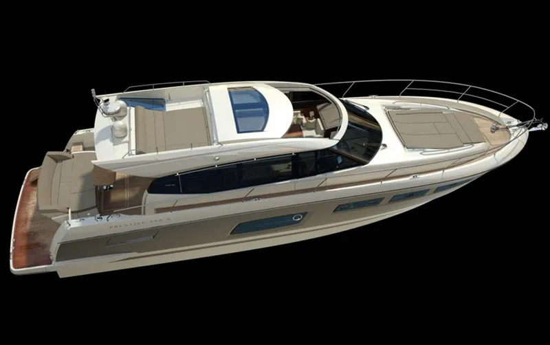  Yacht Photos Pics Manufacturer Provided Image: Prestige 550 S 2013 luxury yacht, aerial view, sleek design, spacious deck, modern amenities.
