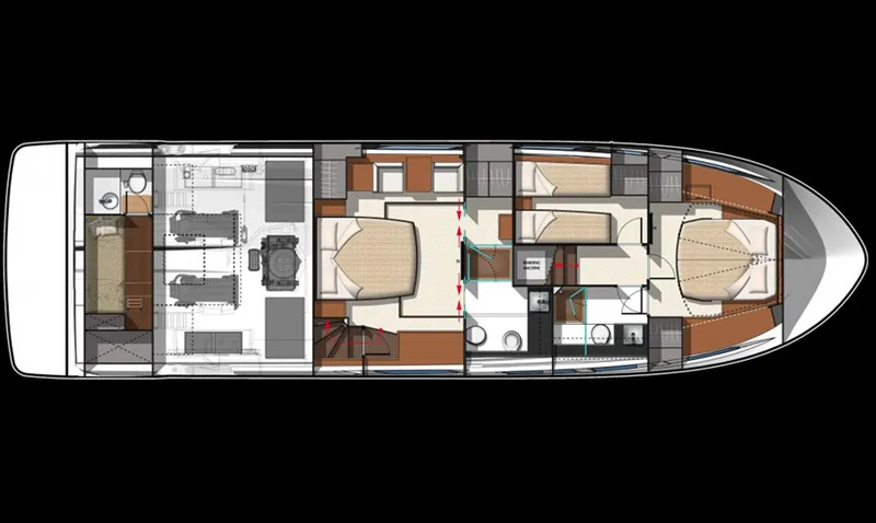  Yacht Photos Pics Manufacturer Provided Image: Top view layout of 2013 Prestige 550 S yacht interior design.