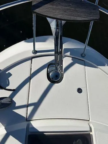 This Could Be Yours Yacht Photos Pics 2023 Bavaria R40 Coupe yacht deck with sleek design and stainless steel fittings.