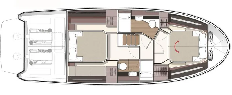 This Could Be Yours Yacht Photos Pics 2023 Bavaria R40 Coupe yacht floor plan with two cabins and modern interior layout.