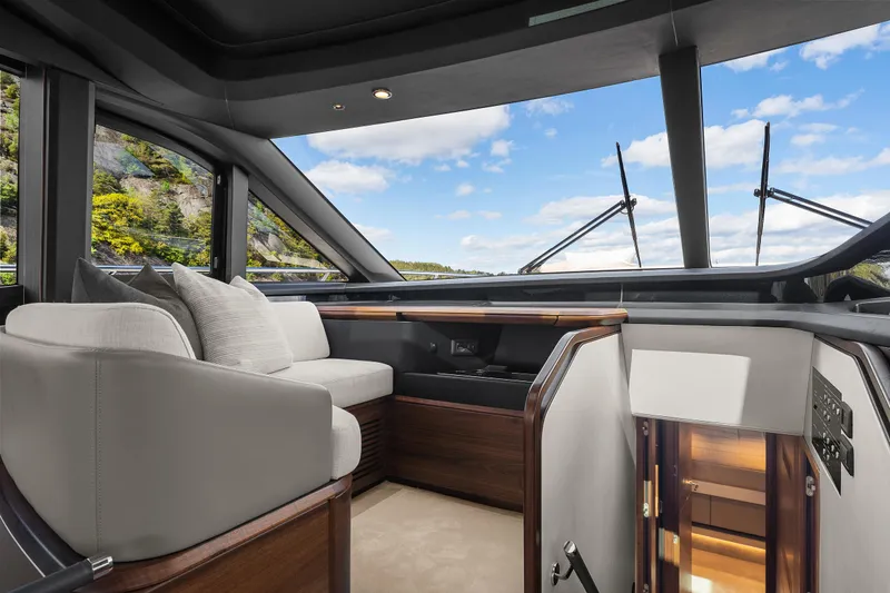 S72515 Yacht Photos Pics Luxurious interior of 2023 Princess S72 yacht with scenic ocean view.
