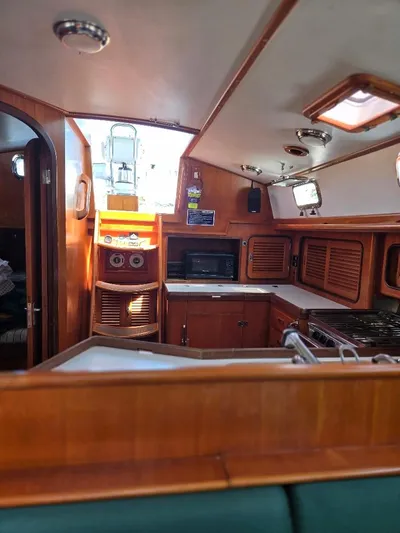 Sans Cles Yacht Photos Pics Galley Adjacent to Companionway