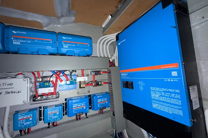 Aurora Yacht Photos Pics Electrical system of 2025 C-Catamarans 48 featuring Victron Energy components.