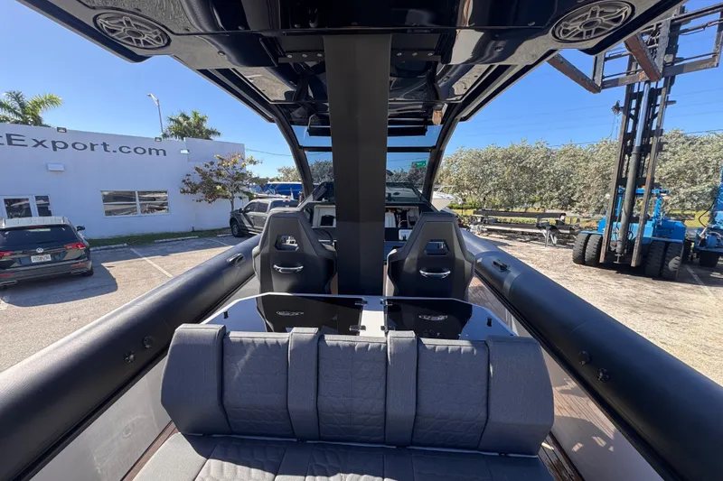  Yacht Photos Pics Interior view of 2025 Skipper-BSK 38NC boat, showcasing sleek seating and modern design.