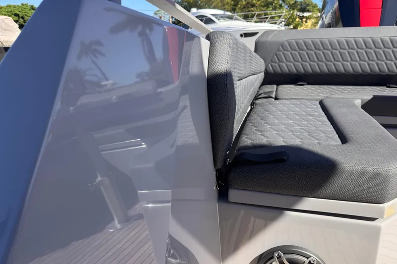  Yacht Photos Pics Luxury seating on 2025 Skipper-BSK 38NC boat, featuring quilted upholstery and sleek design.
