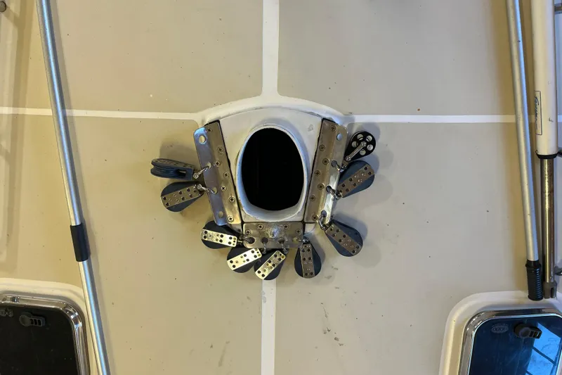 Thumper Yacht Photos Pics Deck hardware on a 2001 Tartan 3700 Sloop sailboat, featuring winches and cleats.