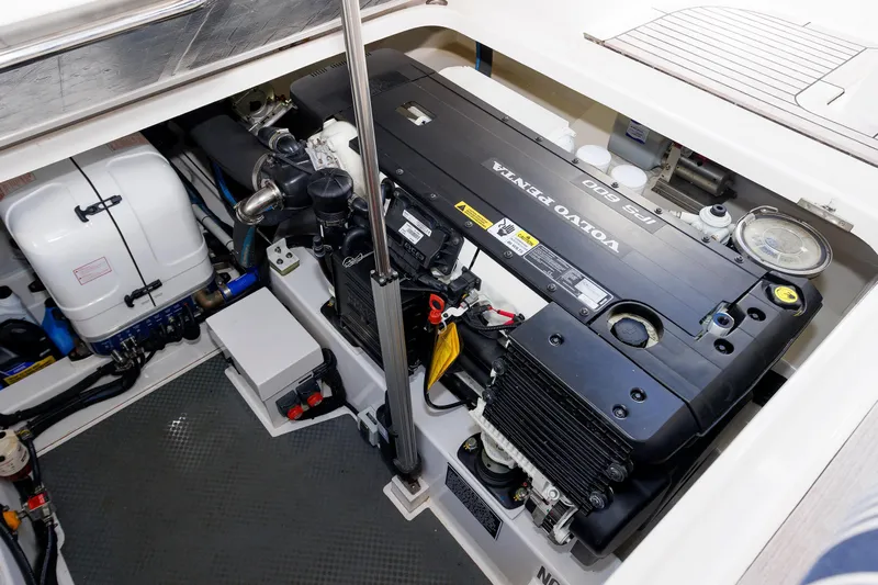 Friendly Persuasion Yacht Photos Pics Engine compartment of 2019 Grand Banks 44 Eastbay SX with Volvo Penta IPS 600.