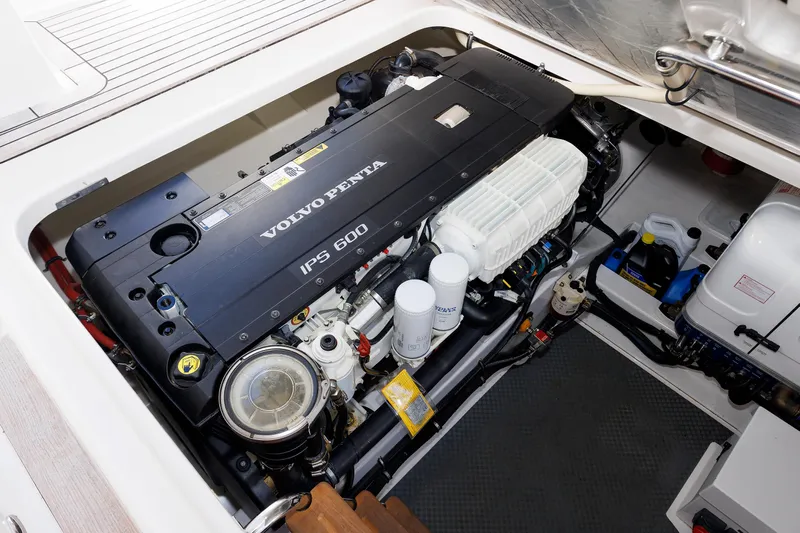 Friendly Persuasion Yacht Photos Pics Engine compartment of 2019 Grand Banks 44 Eastbay SX with Volvo Penta IPS 600.