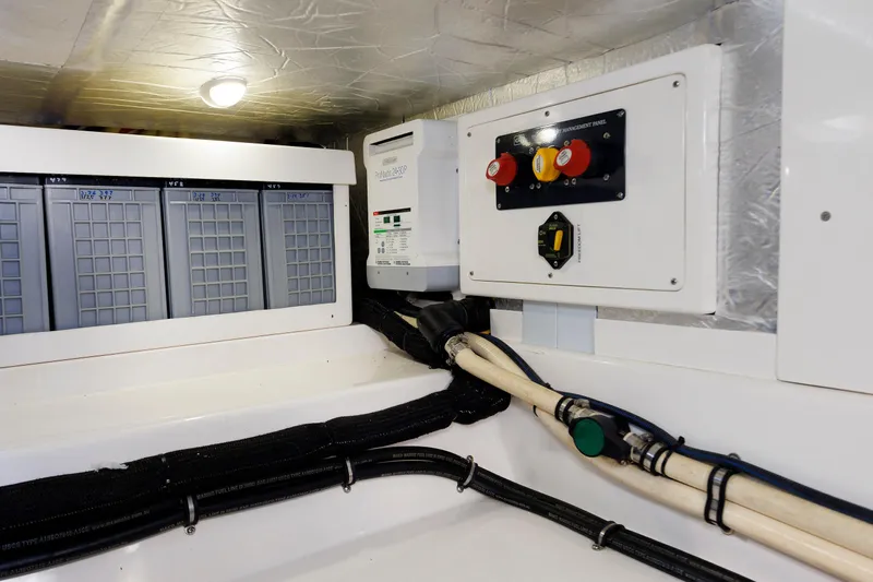 Friendly Persuasion Yacht Photos Pics Electrical panel and battery setup in 2019 Grand Banks 44 Eastbay SX yacht.
