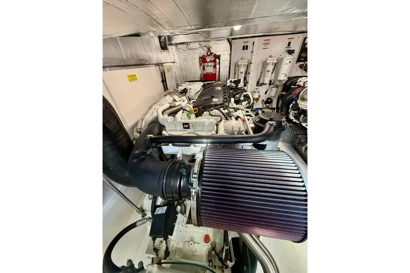  Yacht Photos Pics Engine room of 2023 Maritimo M600 yacht, featuring advanced machinery and components.