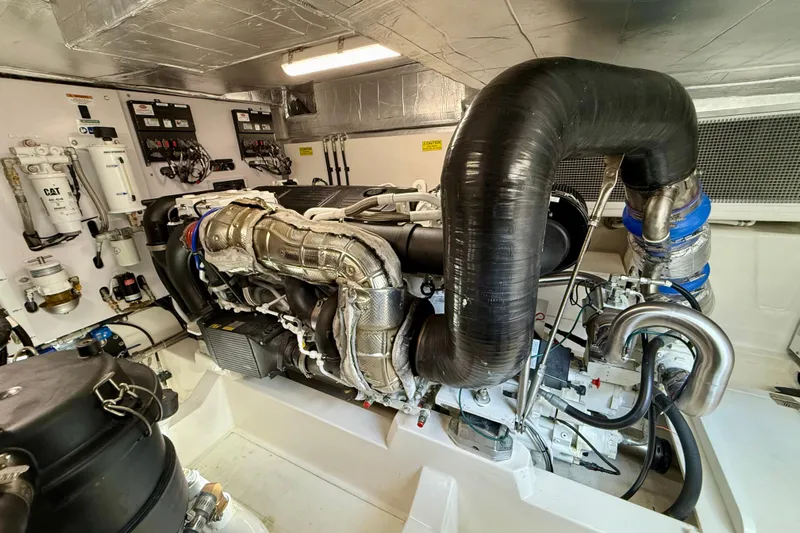  Yacht Photos Pics Engine room of 2023 Maritimo M600 yacht, showcasing advanced machinery and components.