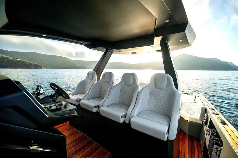 Maxim Yachts | Max43 Race Yacht Photos Pics Luxurious interior of 2025 Maxim Yachts 43, featuring sleek design and comfortable seating.