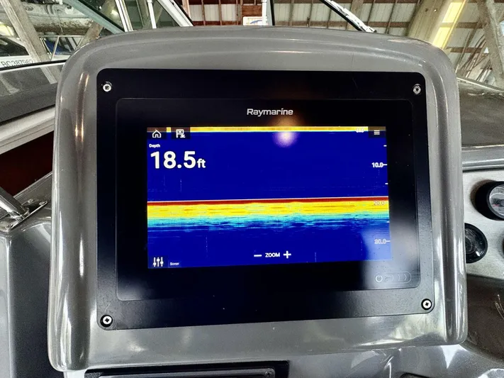  Yacht Photos Pics Raymarine depth display on 2006 Cruisers Yachts 340 Express, showing 18.5 feet.