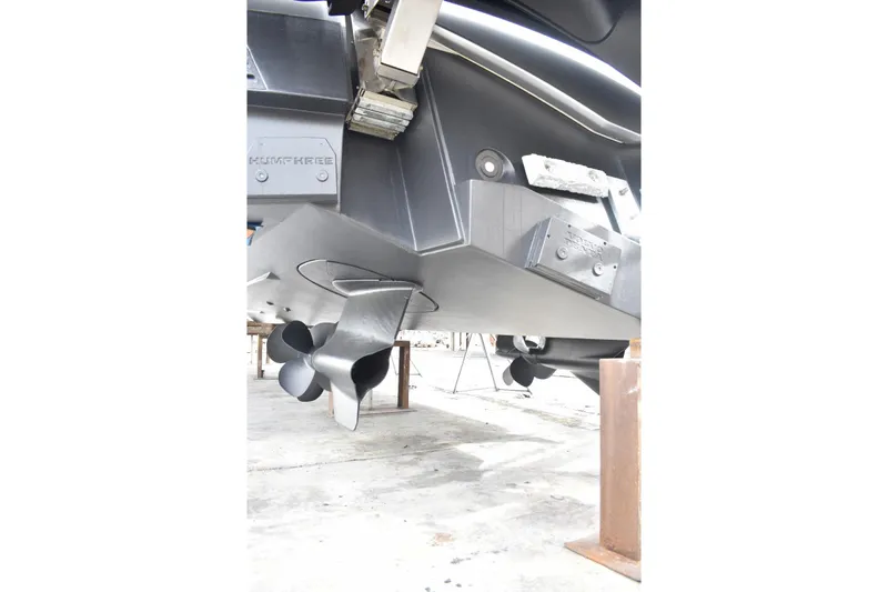 Rivo Co Rivo Yacht Photos Pics Underwater view of 2019 Pershing 5x yacht's propellers and hull details.