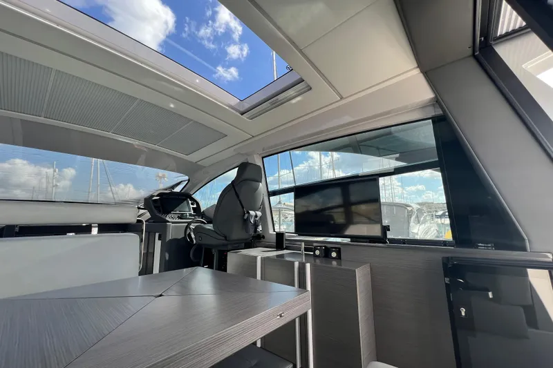 Rivo Co Rivo Yacht Photos Pics Interior of 2019 Pershing 5x yacht with modern design and panoramic windows.