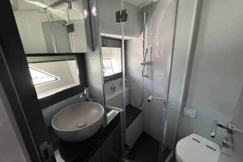 Rivo Co Rivo Yacht Photos Pics Luxurious bathroom in 2019 Pershing 5x yacht with modern fixtures and sleek design.