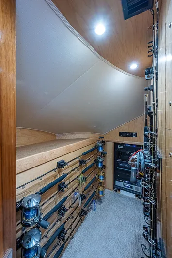 City Hands Yacht Photos Pics Fishing rod storage room in a 2020 Viking 68 Convertible yacht.