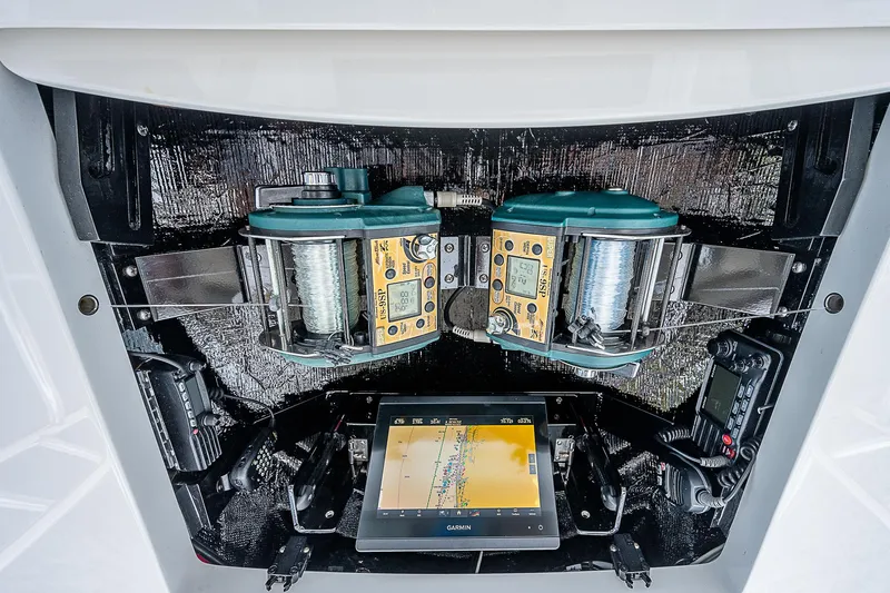 City Hands Yacht Photos Pics Control panel of a 2020 Viking 68 Convertible yacht.