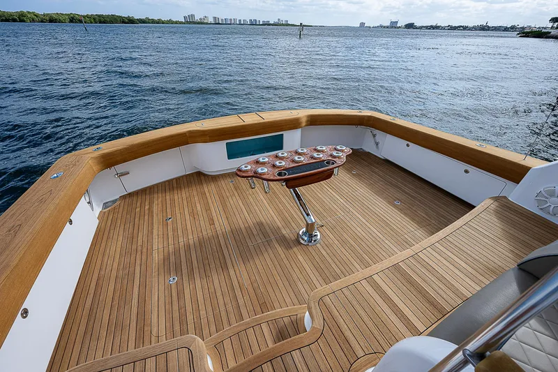 City Hands Yacht Photos Pics 2020 Viking 68 Convertible yacht with spacious teak deck and ocean view.