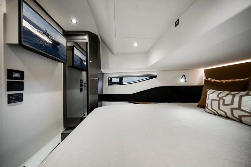  Yacht Photos Pics Luxurious interior of 2025 Azimut Verve 48 yacht with modern amenities and elegant design.