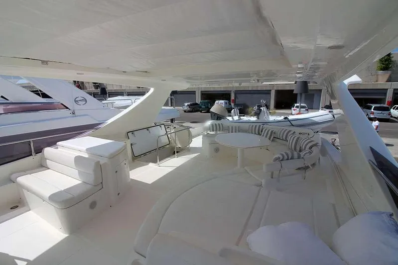  Yacht Photos Pics Luxurious 2006 Ferretti Yachts 780 with spacious deck and elegant seating area.