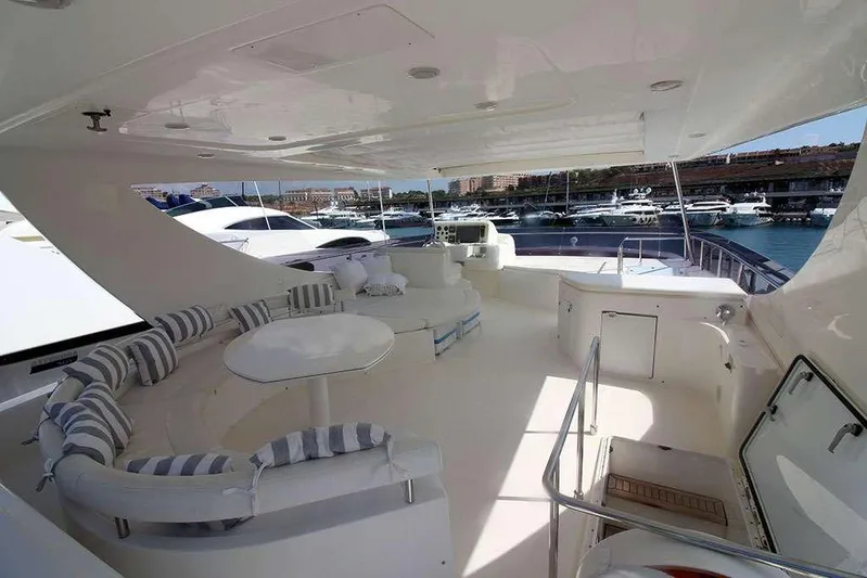  Yacht Photos Pics Luxurious 2006 Ferretti Yachts 780 with spacious deck and elegant seating area.