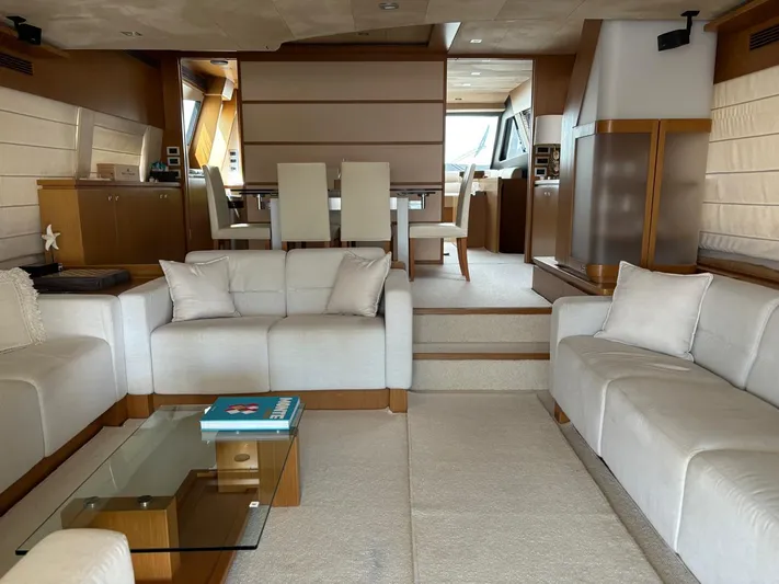  Yacht Photos Pics Luxurious interior of a 2006 Ferretti Yachts 780 with elegant seating and dining area.