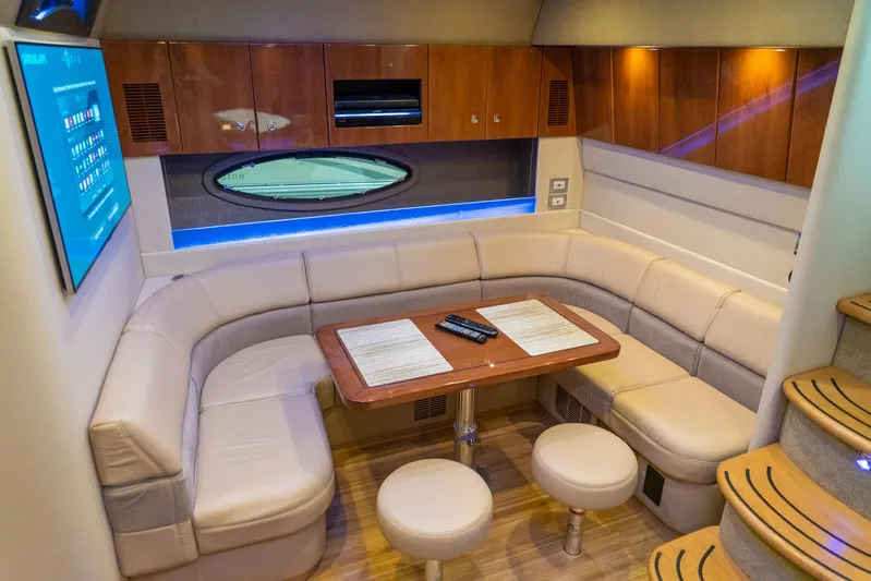  Yacht Photos Pics Luxurious interior of 2016 Formula 45 Yacht with plush seating and modern amenities.