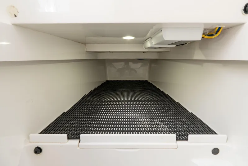 Wahoo Whitney Yacht Photos Pics Interior storage compartment of 2022 Valhalla Boatworks V-37, featuring a non-slip surface.