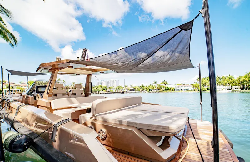 Tender Owl Yacht Photos Pics Rear Removable Sunshade w/Carbon Fiber Poles