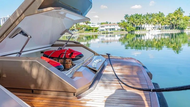 Tender Owl Yacht Photos Pics Garage for Water Toys (Not Included)