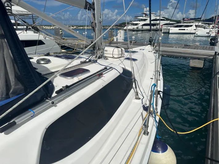 Talisa Yacht Photos Pics Sailboat docked at marina, Hunter 45cc, 2006 model, sunny day.