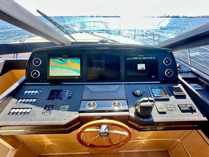  Yacht Photos Pics Luxurious 2016 Absolute 72 FLY yacht helm with advanced navigation systems.