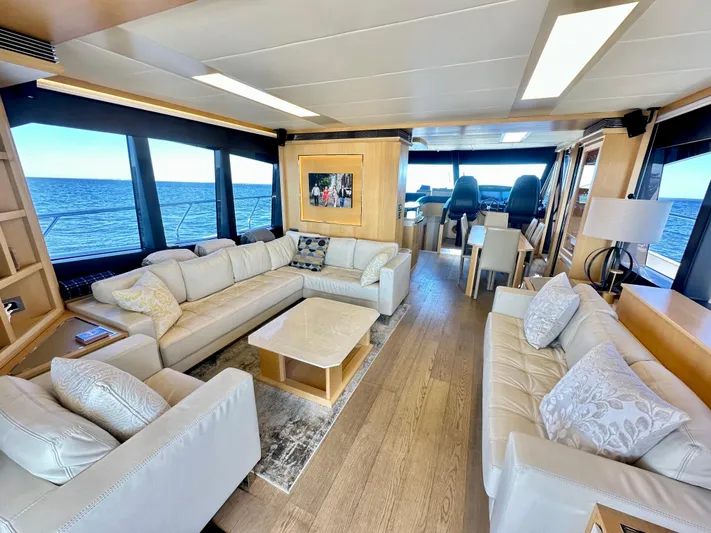  Yacht Photos Pics Luxurious interior of 2016 Absolute 72 FLY yacht with elegant seating and ocean view.