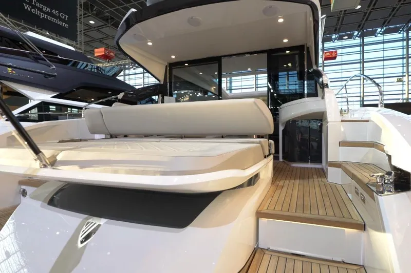  Yacht Photos Pics 2021 Fairline Targa 45 GT luxury yacht interior with sleek design and modern amenities.