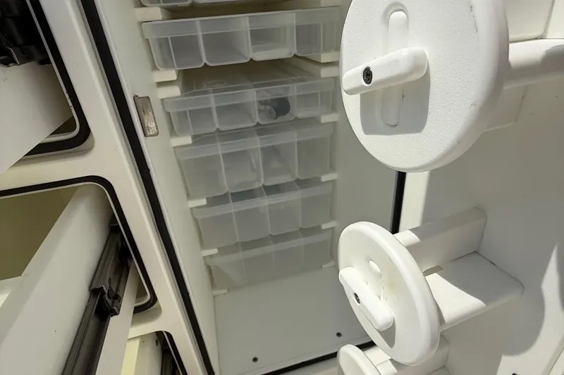  Yacht Photos Pics Storage compartments and rod holders on a 2018 Regulator 31 boat.