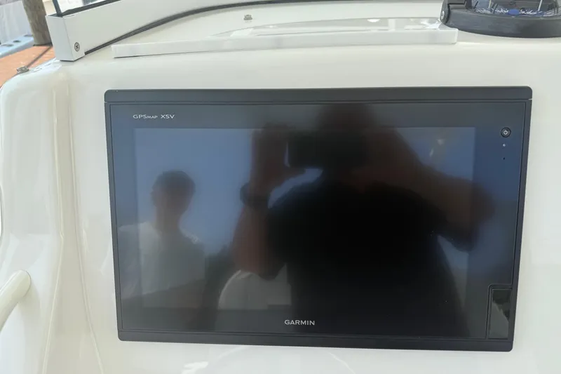  Yacht Photos Pics Garmin GPSMAP XSV display on 2018 Regulator 31 boat dashboard.
