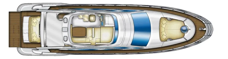 Elena Yacht Photos Pics Top view layout of a 2013 Azimut 64 yacht, showcasing interior and deck design.