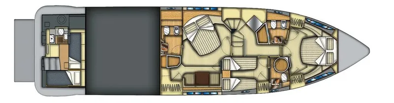 Elena Yacht Photos Pics Floor plan of a 2013 Azimut 64 yacht, showcasing interior layout and cabin arrangement.