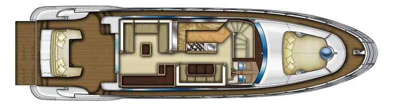 Elena Yacht Photos Pics Top view layout of a 2013 Azimut 64 yacht interior design.
